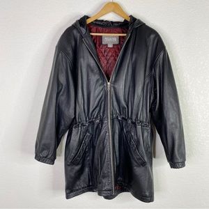 Wilson’s Leather Black Hooded Drawstring Jacket